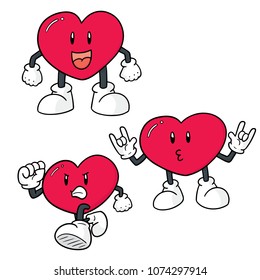 vector set of heart cartoon