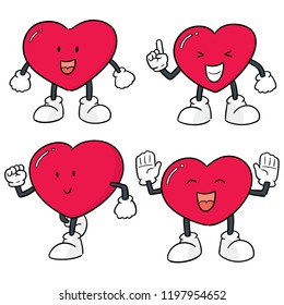 vector set of heart cartoon
