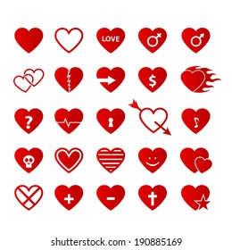 Vector set of heart icons.