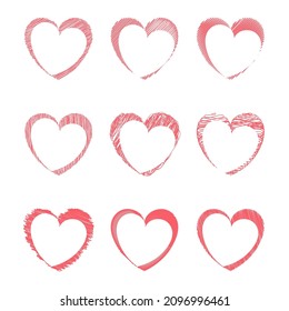 vector set of heart shape love signs of various styles, for valentine's day design