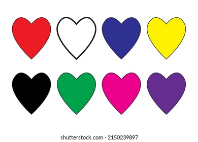 vector set of heart sign illustrations in assorted colors, love.