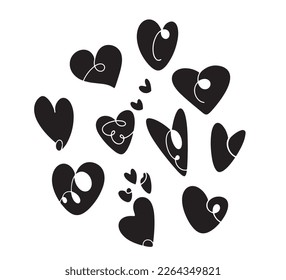 Vector set heart silhouette suitable for social networks
