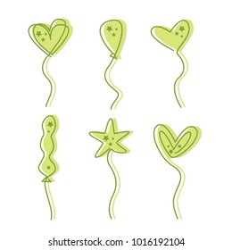 Vector Set of Hearts Balloons and Stars Vector Illustration