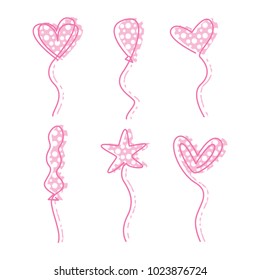 Vector Set Hearts Balloons Stars