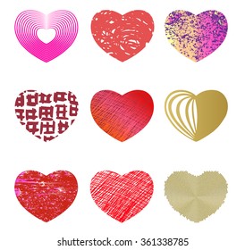 Vector set of hearts for design of cards or invitation cards for Valentine's Day .
