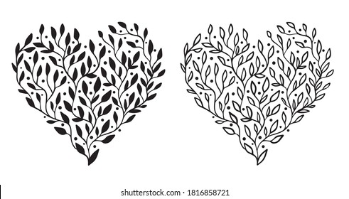 vector set of hearts doodle hand drawn for valentine's day