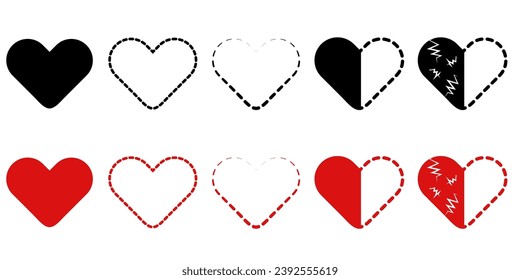 Vector set of hearts. Heart icons are a stylish symbol of life. Cute hearts set. Vector icons of hearts,
Symbol of love vector. Saint Valentine vector.