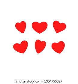 Vector set of the hearts. Heart templates. Variety red heart shapes. Valentines hearts. Kit of the hearts.