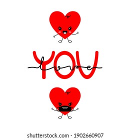 Los vectores establecen iconos de corazones. Ilustración con amor. Feliz Día de San Valentín. Cartel con texto de amor