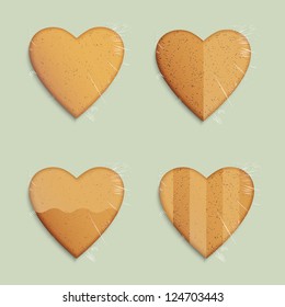 Vector set of hearts shapes cookies