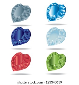 Vector set of heart-shaped diamonds. Collection for st. Valentine Day