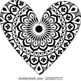 Conjunto de vectores de Mandala en forma de corazón
