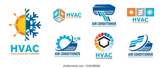 Vector Set Of Heating And Cooling Logos