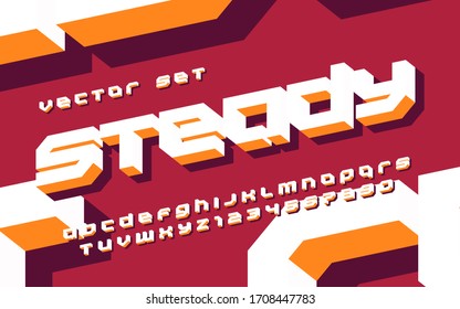 Vector set of heavy and solid lowercase alphabet letters and numbers.