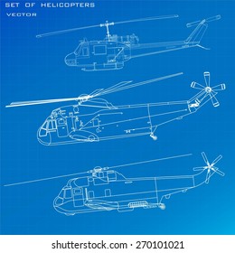 Vector set of helicopters