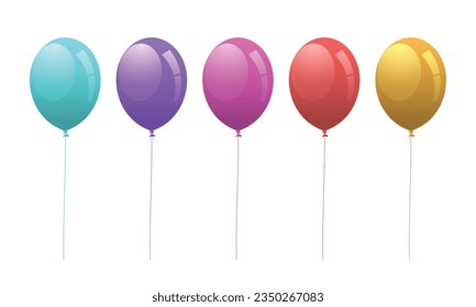 Vector set of helium balloon, flying air balls. happy birthday, holiday . party decoration