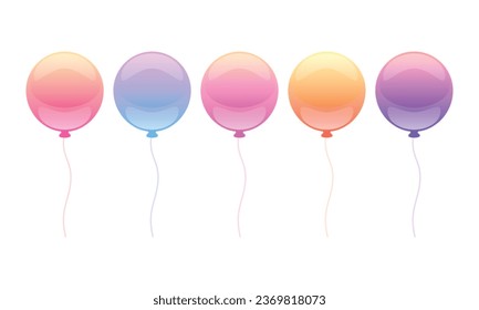 Vector set of helium balloon, flying air balls. happy birthday, holiday . party decoration.