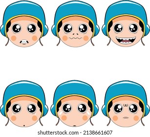 vector set of helmet head expressions