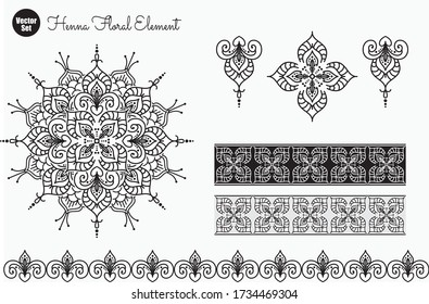 Vector Set Henna Floral Elements Ethnic Stock Vector (Royalty Free ...