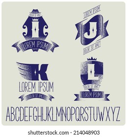 Vector set of heraldic letter signs. IJKL