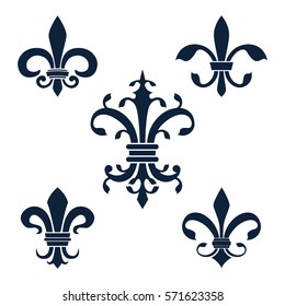 Vector set of heraldic lilies