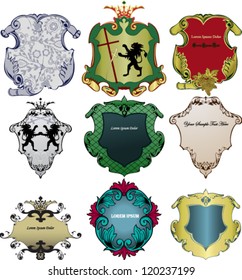 Vector. Set of heraldic Royal Crests.