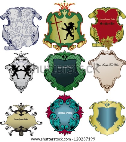 Vector. Set of heraldic Royal Crests.