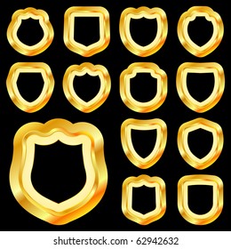Conjunto vectorial de símbolos heráldicos. Juego de oro.