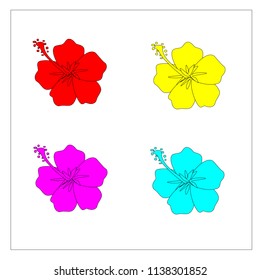Vector set of Hibiscus flower colorful on white background