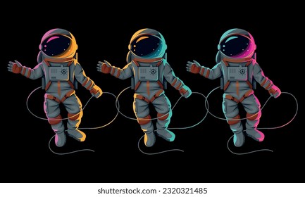 Vector set of high detailed astronauts