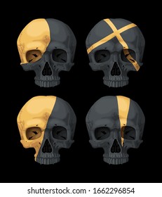 Vector set of high detailed human skulls