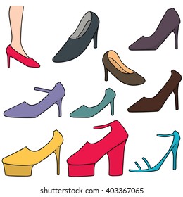 vector set of high heels