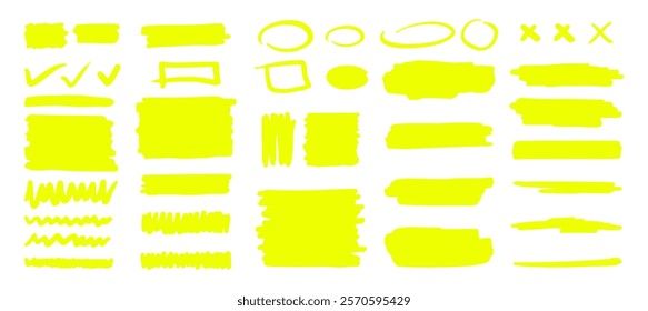 Vector set of highlighter marker strokes