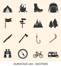 Vector Set of Hiking and Camping icons