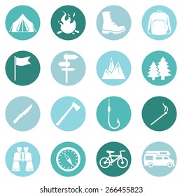 Vector Set of Hiking and Camping icons