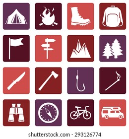 Vector Set of Hiking and Camping icons