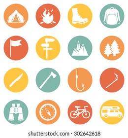 Vector Set of Hiking and Camping icons