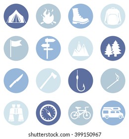 Vector Set of Hiking and Camping icons