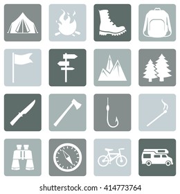 Vector Set of Hiking and Camping icons