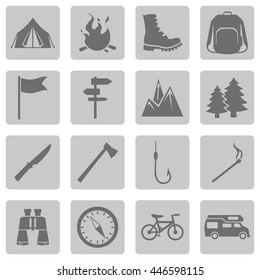 Vector Set of Hiking and Camping icons