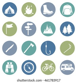 Vector Set of Hiking and Camping Icons