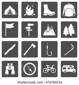 Vector Set of Hiking and Camping icons