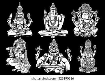 Vector set of Hindu Gods