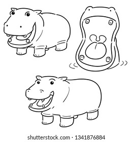 vector set of hippopotamus