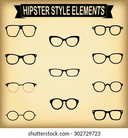 Vector set of hipster glasses