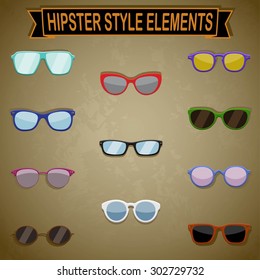 Vector set of hipster glasses