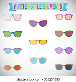 Vector set of hipster glasses