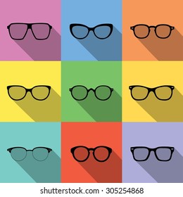 Vector set of hipster glasses