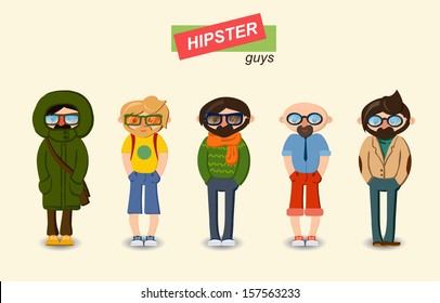 Vector Set hipster guys