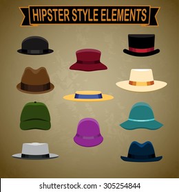 Vector set of hipster hats